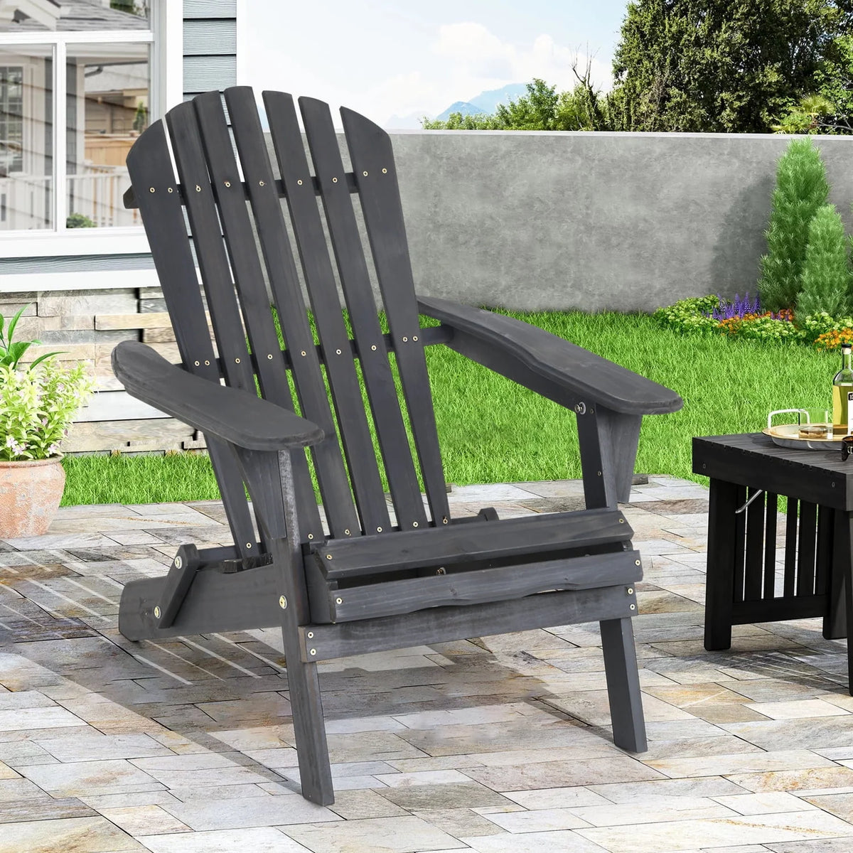 Folding Adirondack Chair Set of 2 Grey X533
