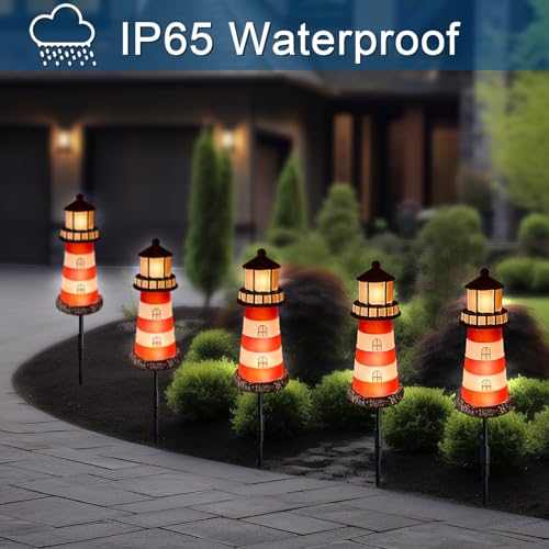 5 Pack Solar Garden Lights Outdoor Waterproof Red M6533
