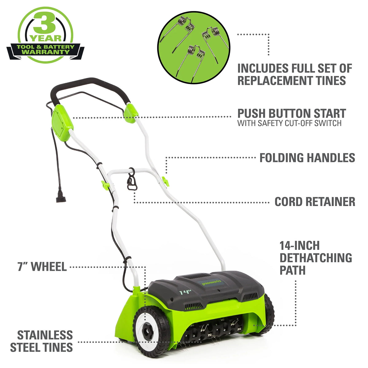 14 in. 10 Amp Corded Electric Dethatcher Y57461