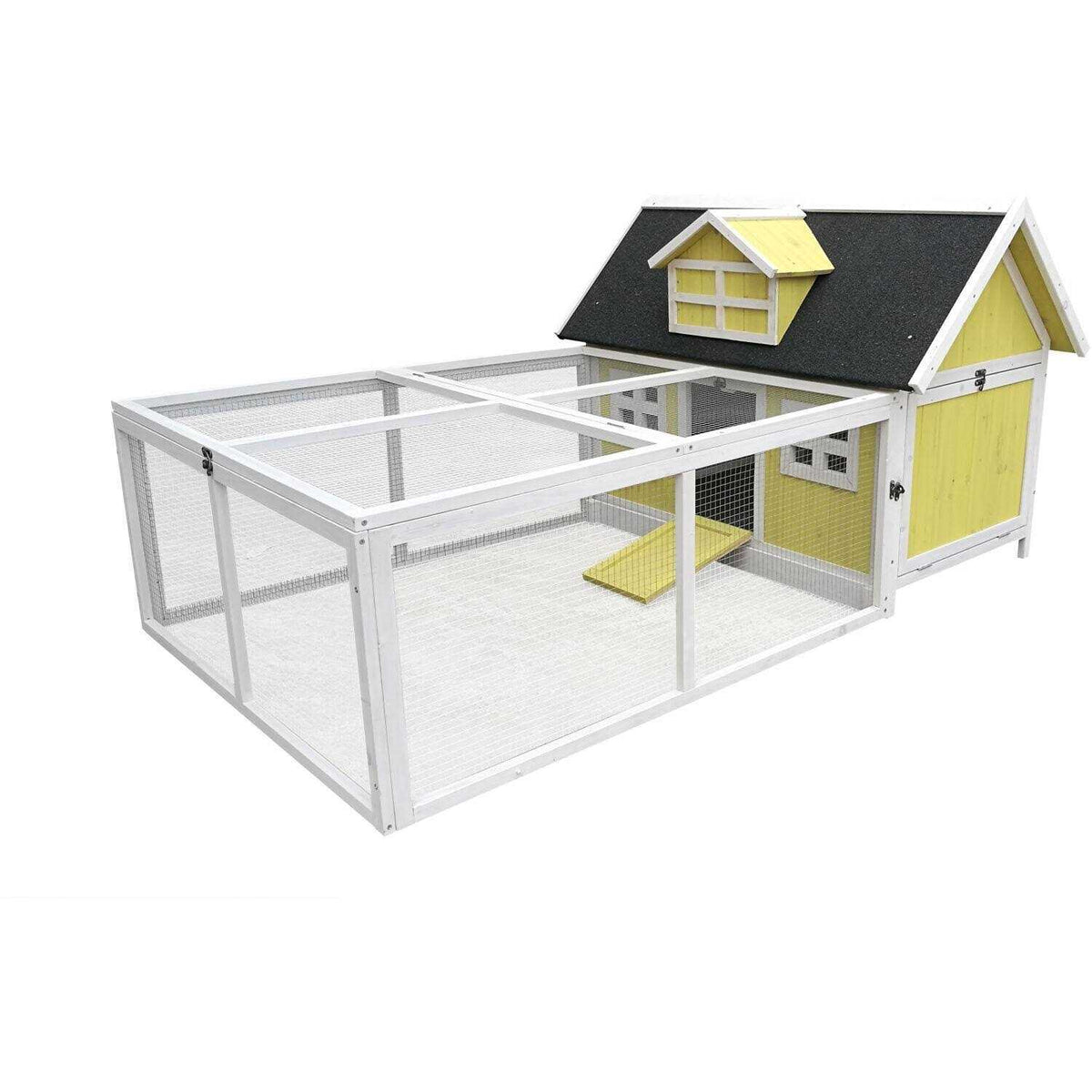 Outdoor Wooden Chicken Coop with Wire Mesh Run X3574