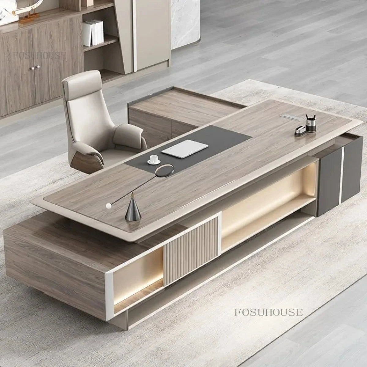 Large Manager Computer Desk and Chair Set F6454
