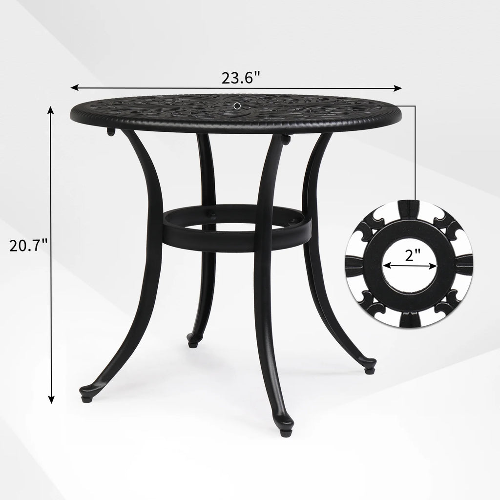 Black Cast Aluminum Round Outdoor Table C972