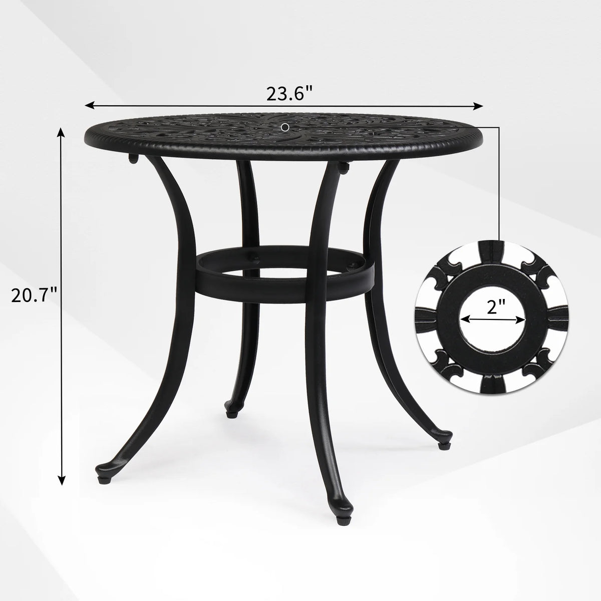 Black Cast Aluminum Round Outdoor Table C972