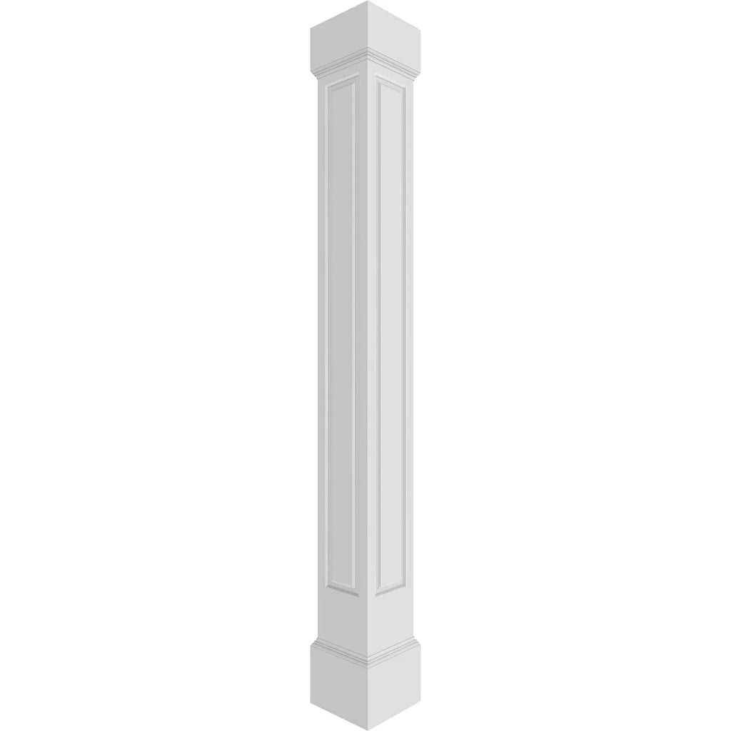 10"W x 9'H Square Non-Tapered Raised Panel PVC Column Wrap Kit S6990