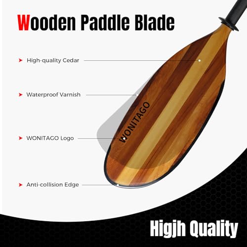 Full Carbon Fiber Shaft Wooden Blade Adjustable Kayak Paddle A63395