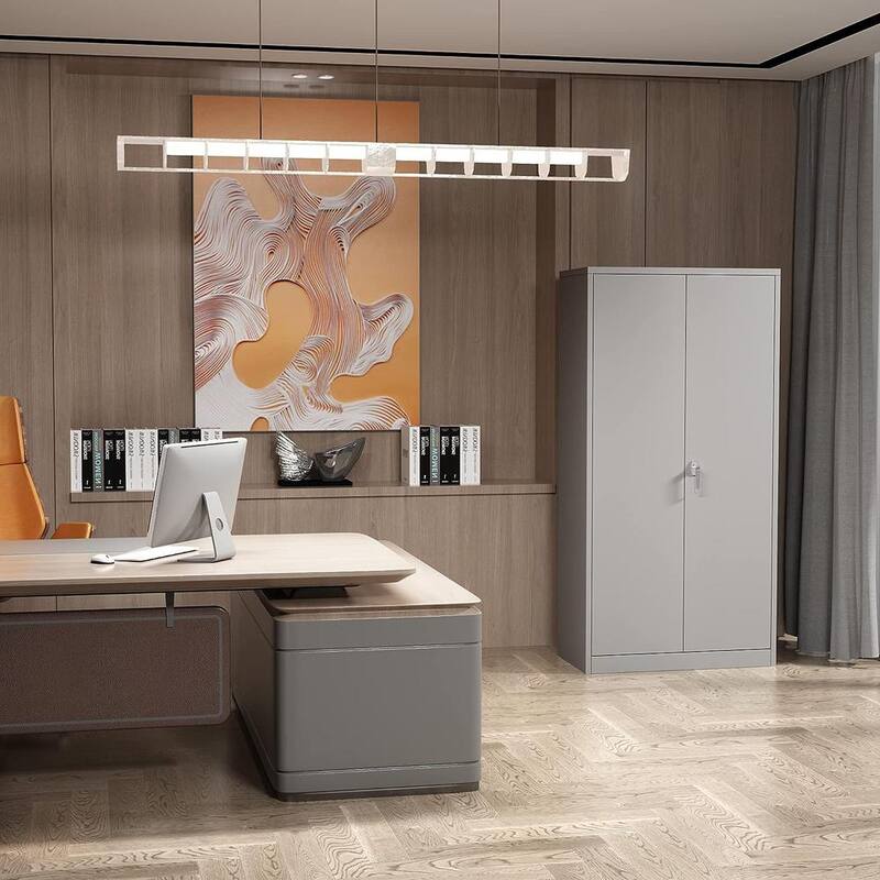 72 in. H x 36 in. W x 18 in. D Gray Metal Storage Cabinet Set C658