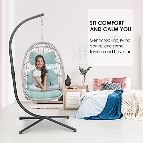 Hanging Egg Chair with Stand and Footrest H885