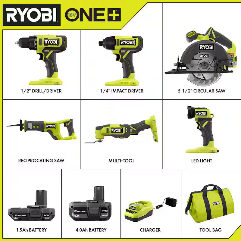 18V Cordless 6-Tool Combo Kit with Battery and Charger L516