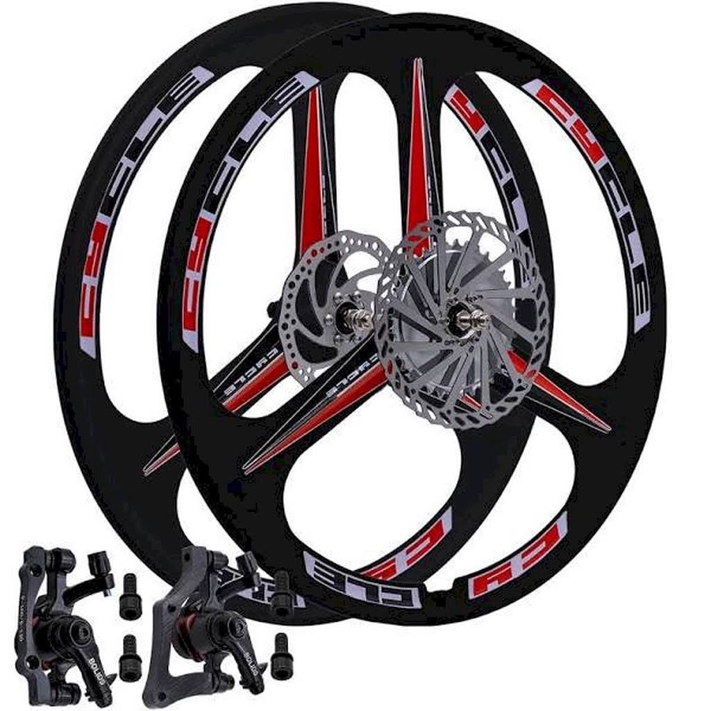 26 inch Heavy Duty 3 Spoke Motorized Bike Mag Wheel Set - Black S688611
