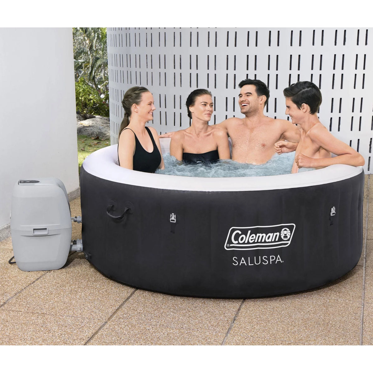 4 Person Inflatable Hot Tub Spa with 12 Filter Cartridges R2136