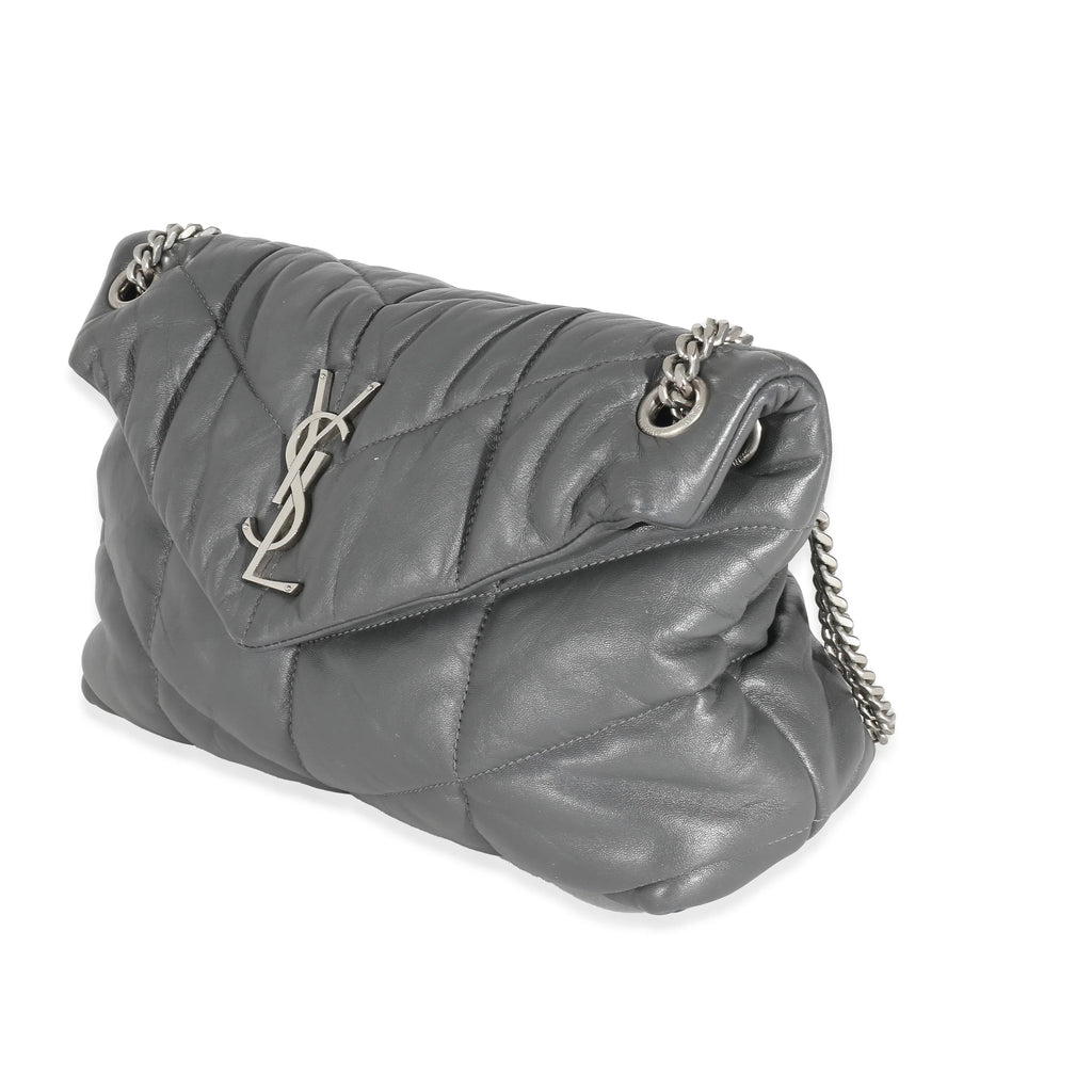 Grey Quilted Leather Small Puffer X18523