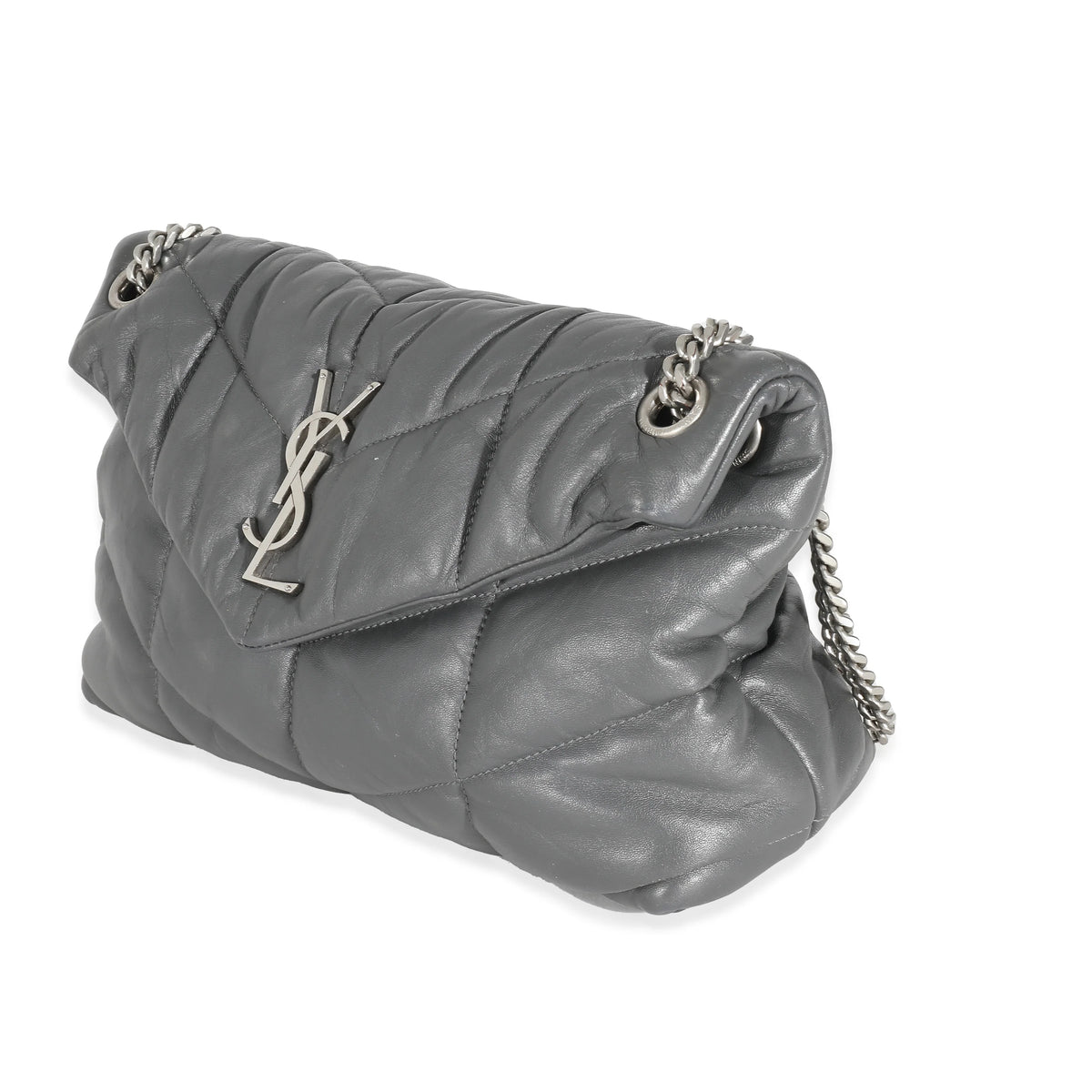 Grey Quilted Leather Small Puffer X18523