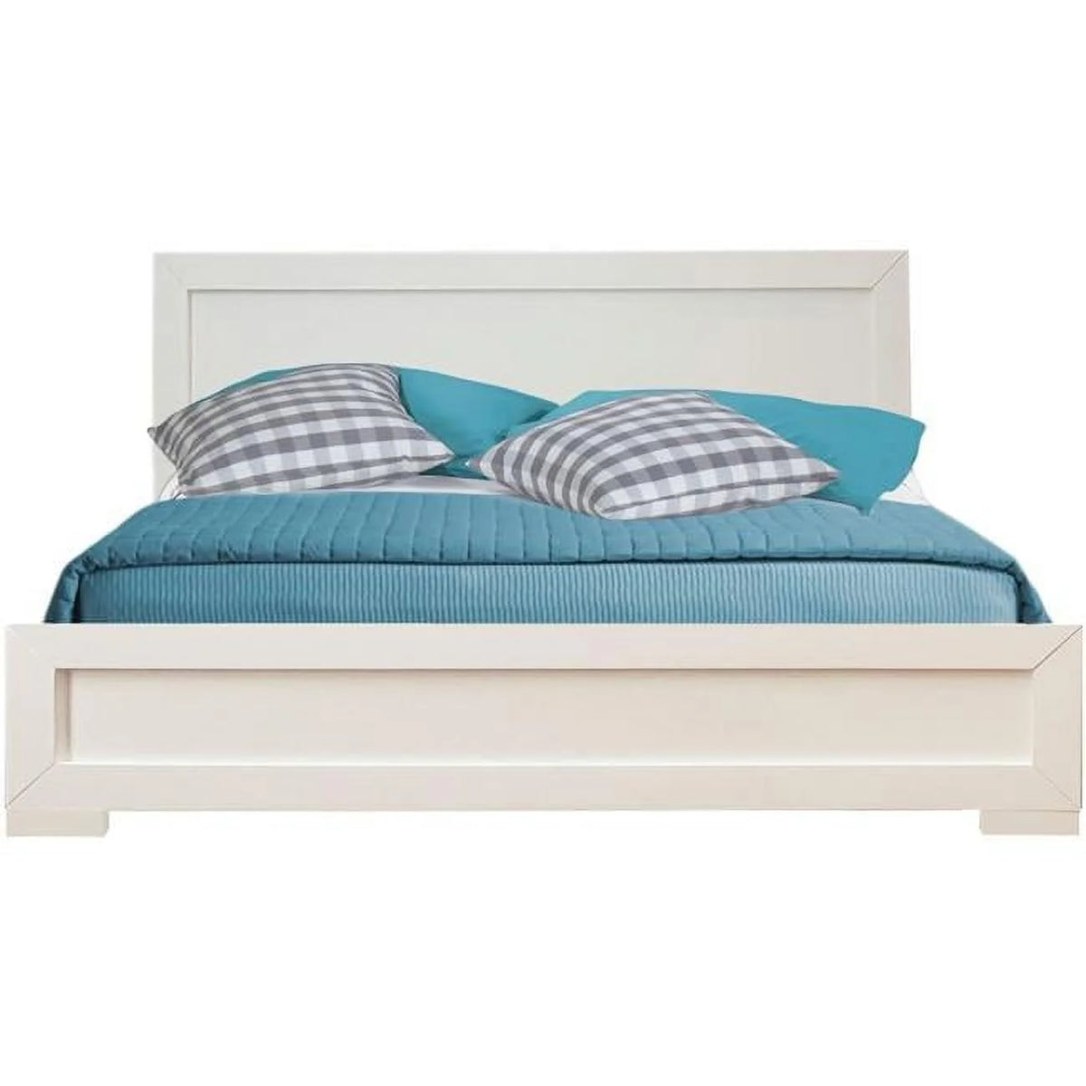 White Queen Size Wood Platform Bed T5270