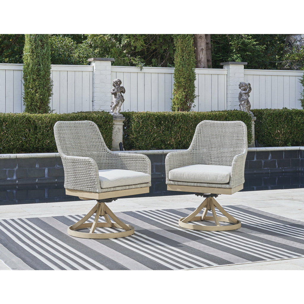 Gray Outdoor Swivel Dining Chair, Set of 2 H186