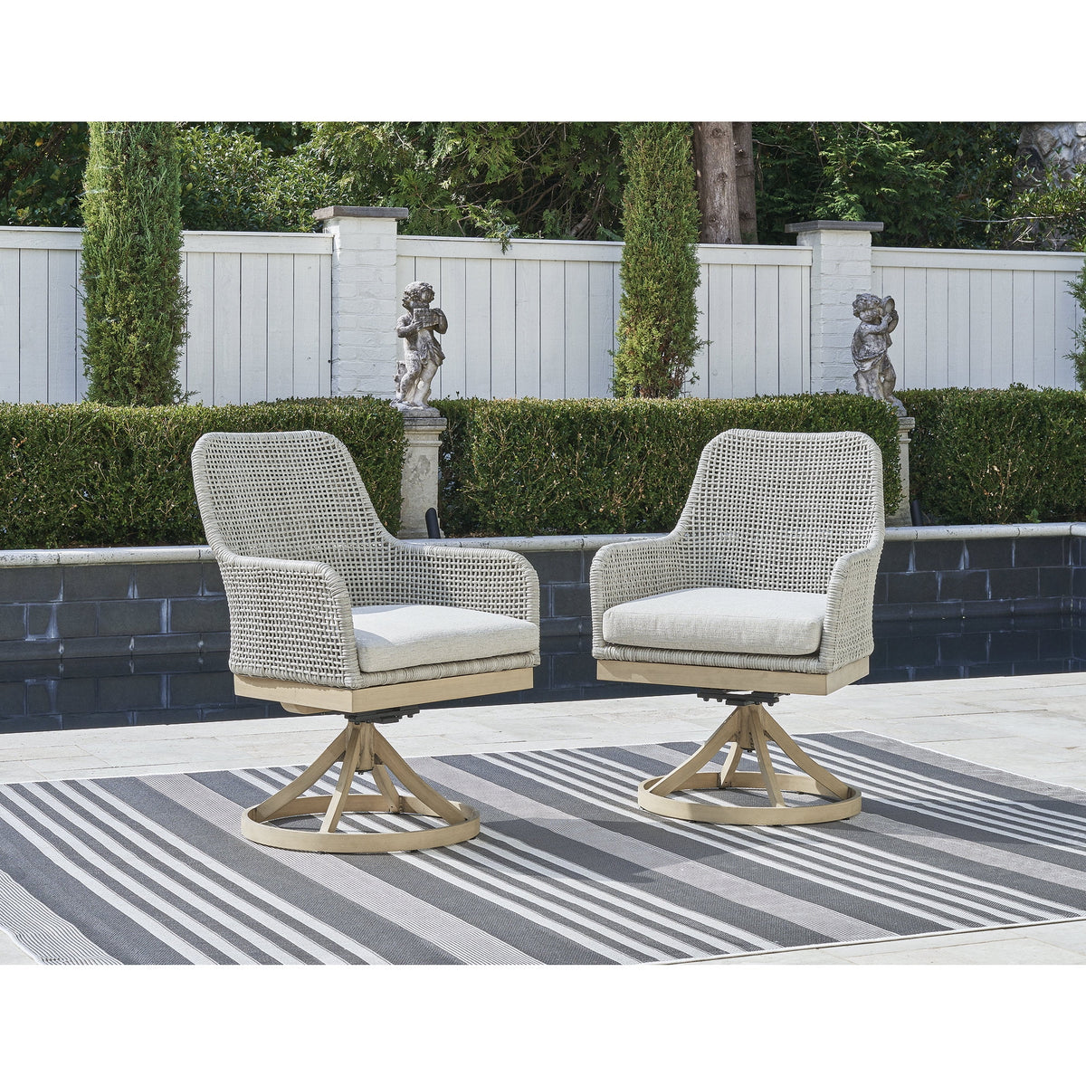 Gray Outdoor Swivel Dining Chair, Set of 2 H186