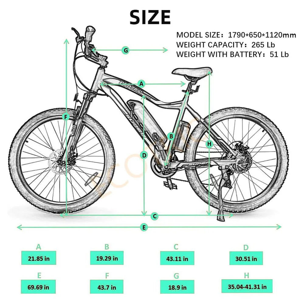 UL Certified 500W 26" Electric Bike 36V 12.5AH Removable Lithium Battery Aluminium Frame B111857