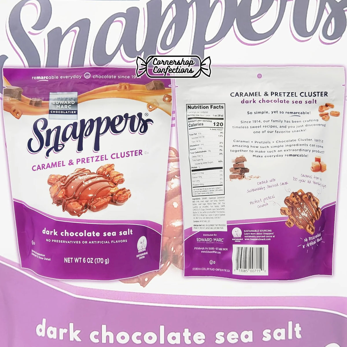 Dark Chocolate Sea Salt Caramel And Pretzel Cluster 2 Bag Bundle Pack D650403