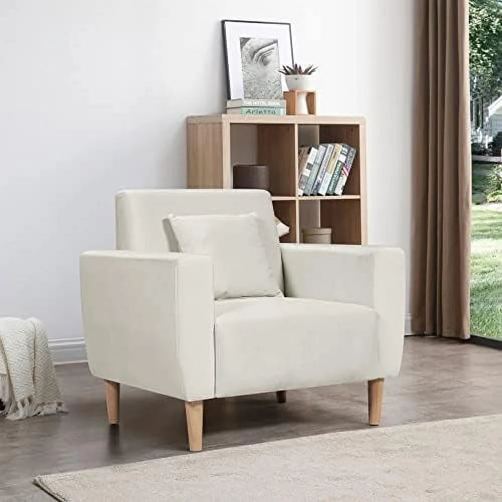 Gray Polyester Accent Chair with Toss Pillow V779213