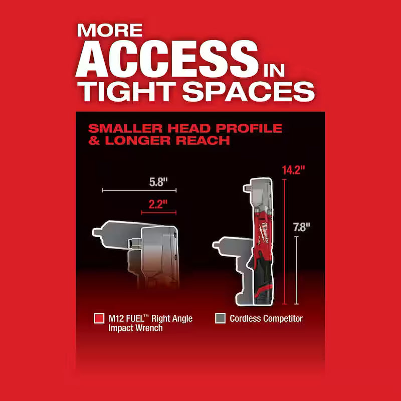 12V Brushless Cordless 1/2 in. Right Angle Impact Wrench with 1.5 Ah Battery Pack M698