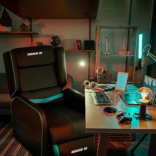 Cyan PU Leather Gaming Recliner Chair G351