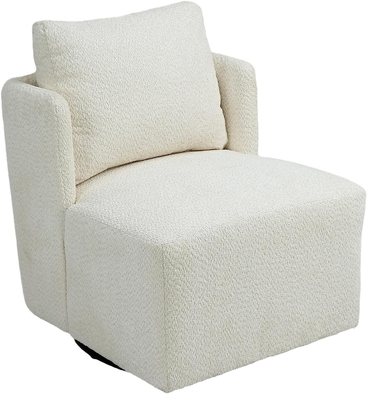 White Chenille Swivel Accent Chair with Pillow V607