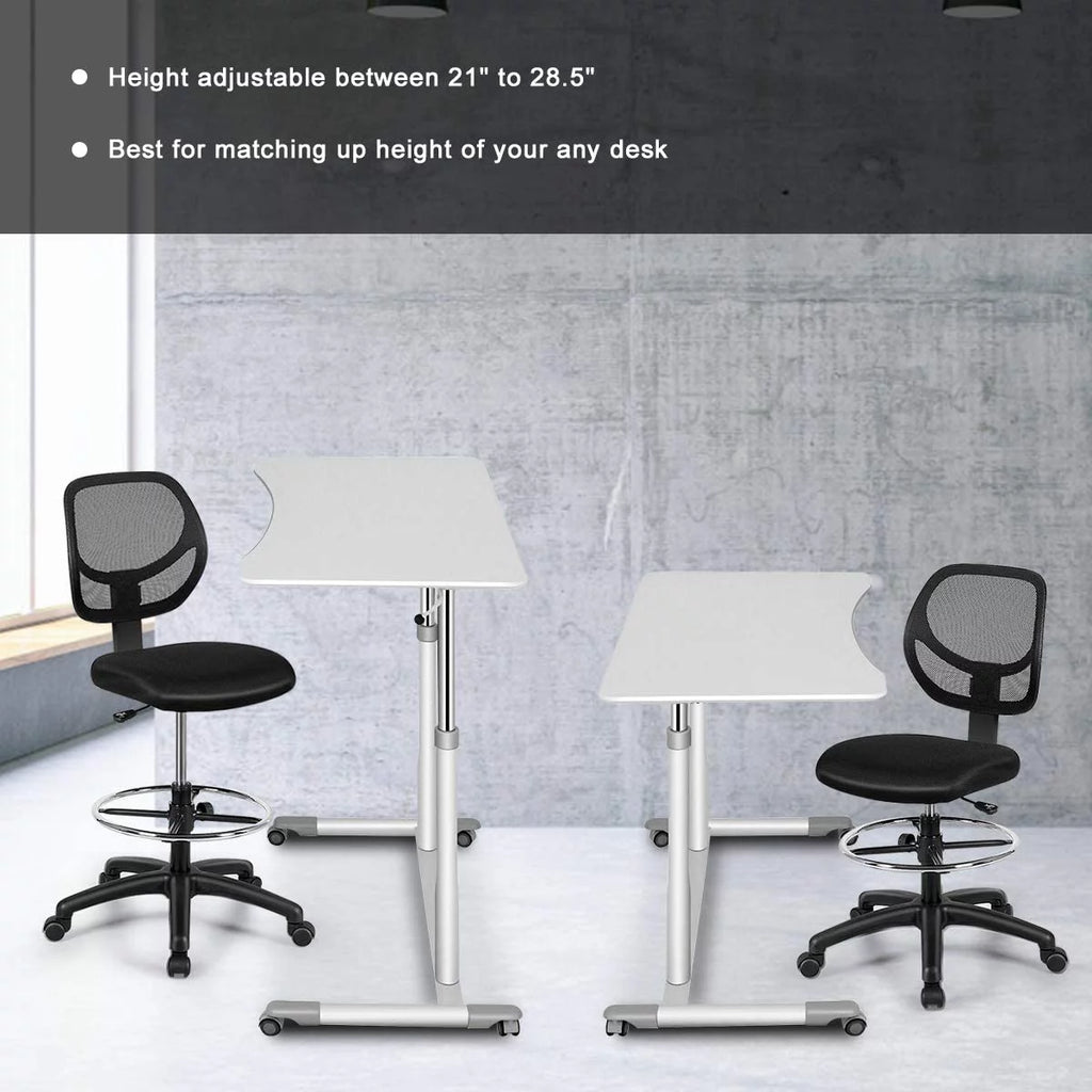 Black Mesh Drafting Chair with Footrest Ring Q8600
