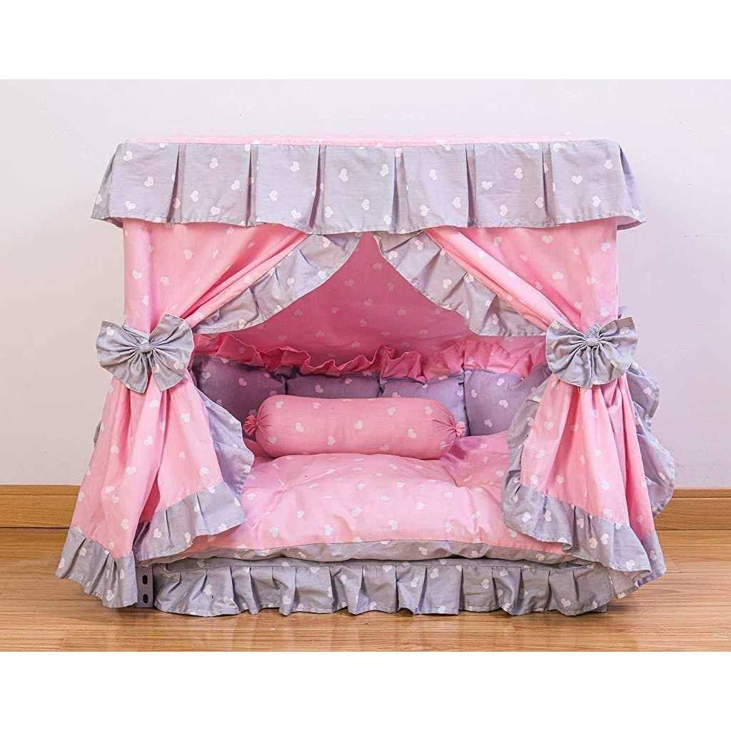 Handmade Pet Dog Bed House with Pillow U598951