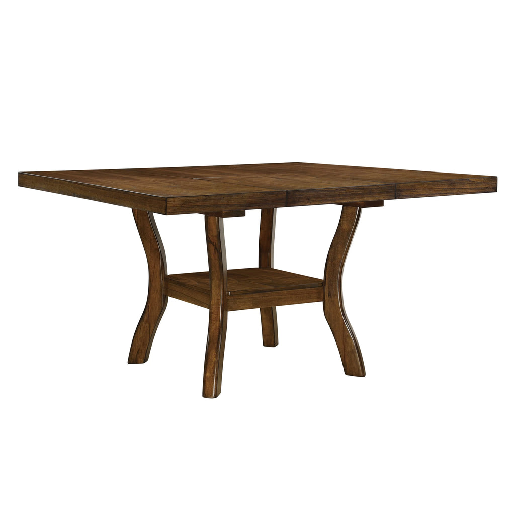 Brown Finish Wood Dining Table with Display Shelf Y4547