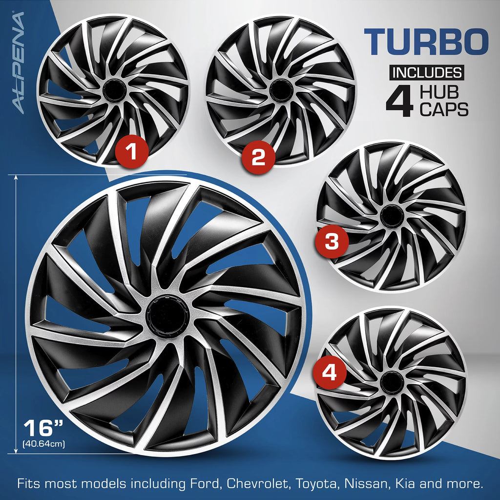 16" Silver & Black Wheel Covers, Set of 4 Y78237