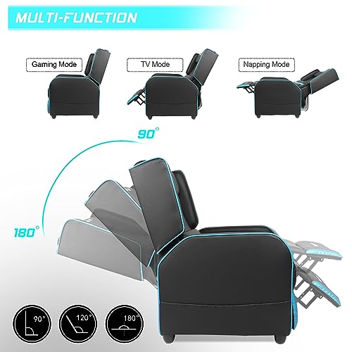 Cyan PU Leather Gaming Recliner Chair G351