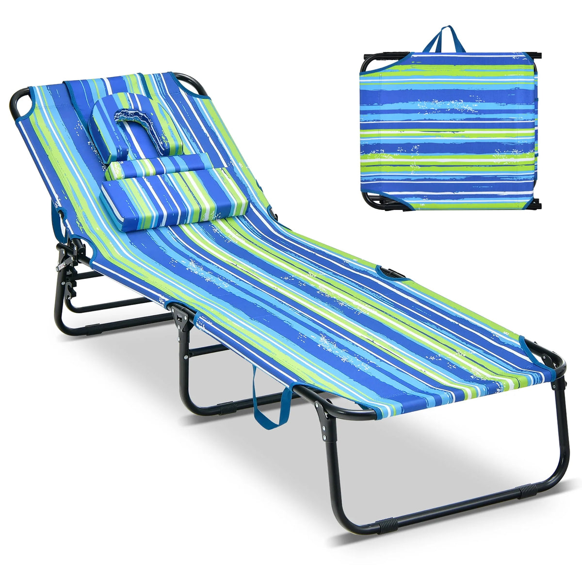 Beach Chaise Lounge Chair with Face Hole Pillows Z8277