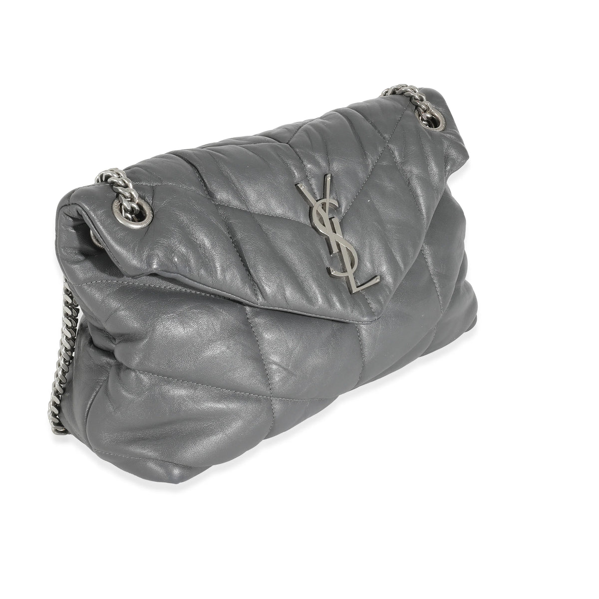 Grey Quilted Leather Small Puffer X18523