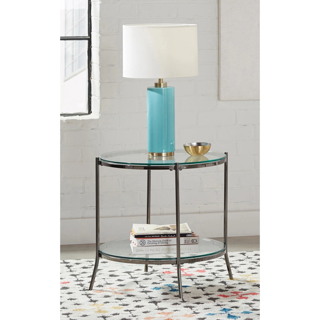 Round Glass Top End Table M79856