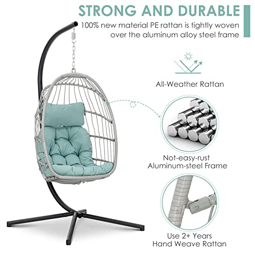 Hanging Egg Chair with Stand and Footrest H885
