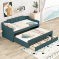 Green Twin Size Upholstered Daybed with Trundle and 3 Drawers S2823