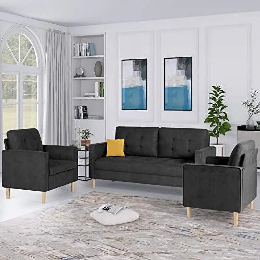 57" Tufted Loveseat and Chair Set of 2 Q352