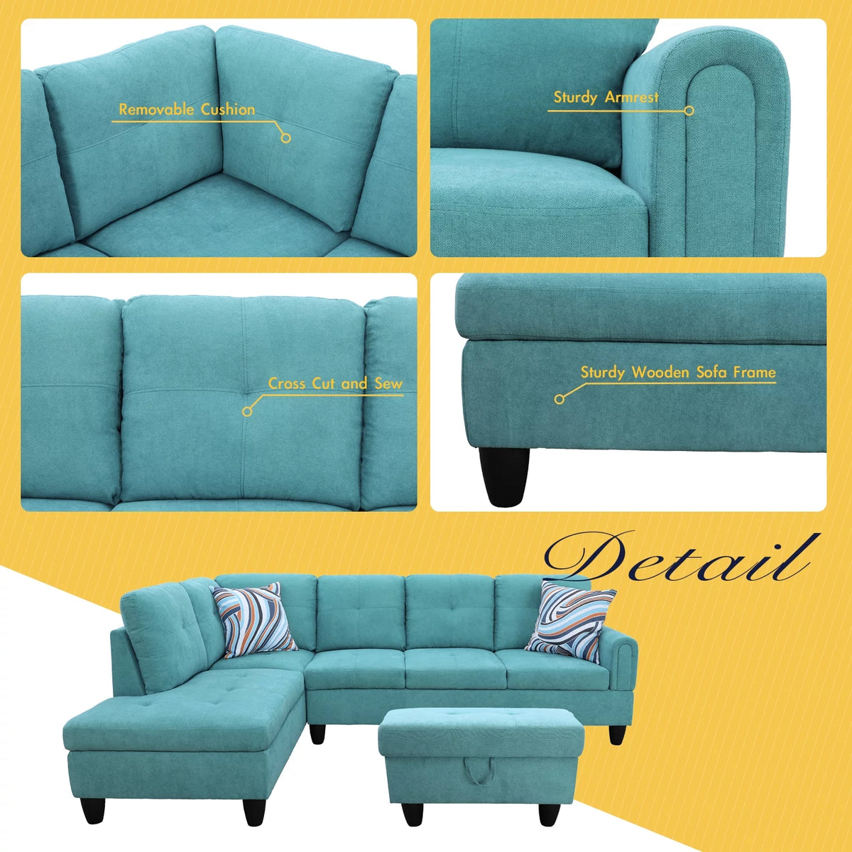 3 Piece Upholstered Sectional Y20099