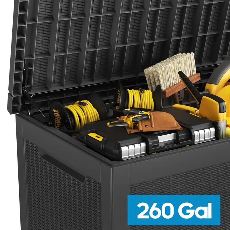 Brown 150GAL Large Capacity Outdoor Deck Box with Lock Hole P10113