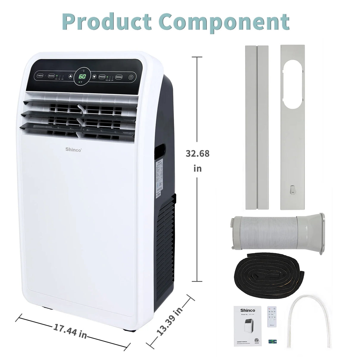 7800BTU 3 in 1 Portable Air Conditioner with Remote Control H625