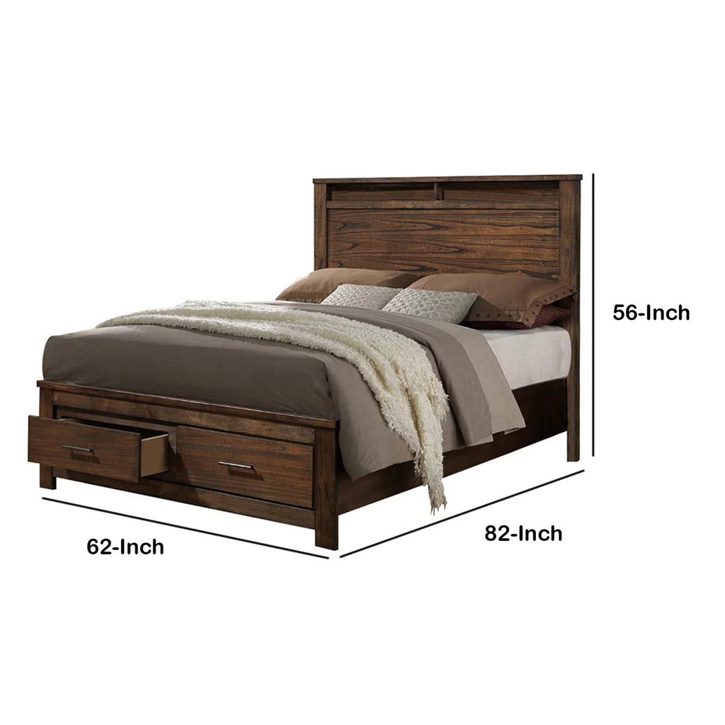 Wooden Queen Size Bed with Storage Drawers N4297