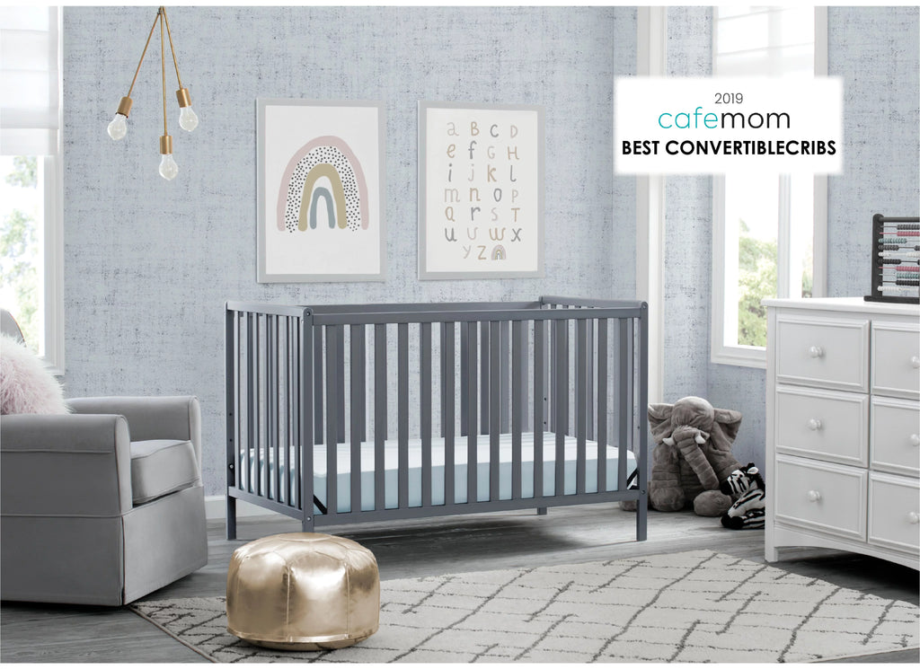 Charcoal Gray 4-in-1 Convertible Baby Crib B1926