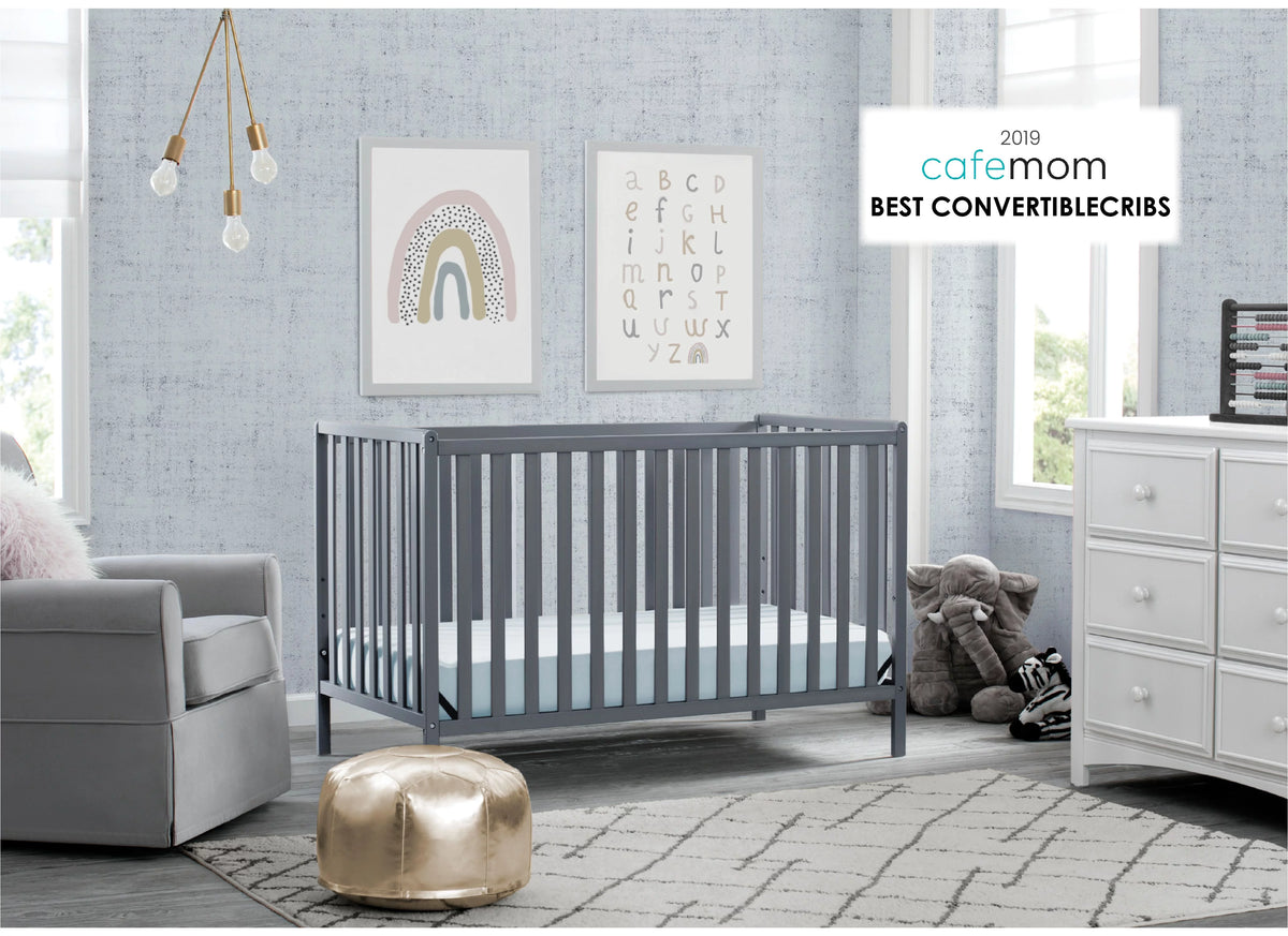 Charcoal Gray 4-in-1 Convertible Baby Crib B1926