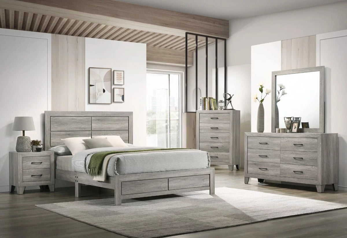 5pc Full Size Platform Bedroom Set Gray J801