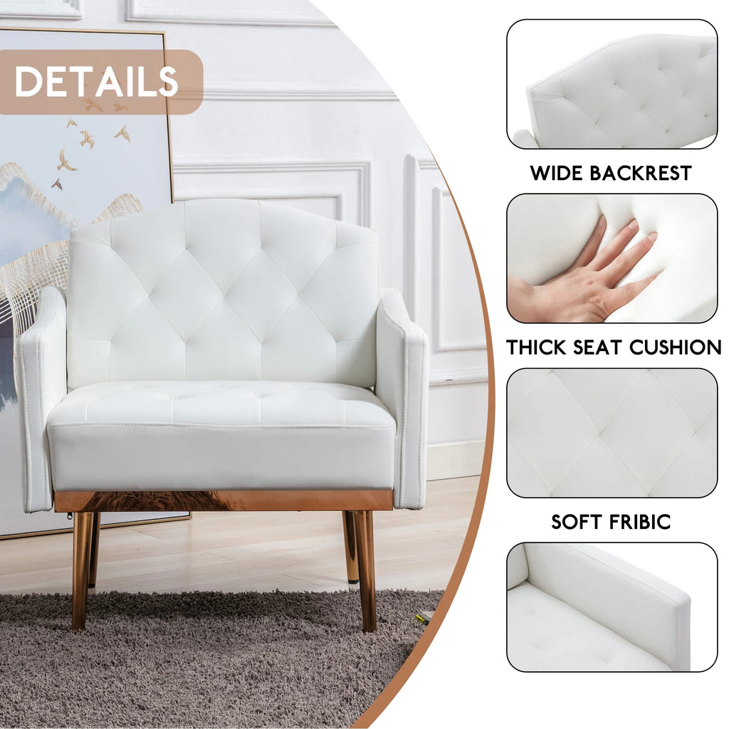 White PU Leather High-Back Accent Chair O2721