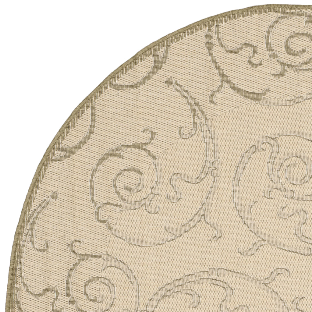 Natural/Olive Round Indoor/Outdoor Area Rug V93749