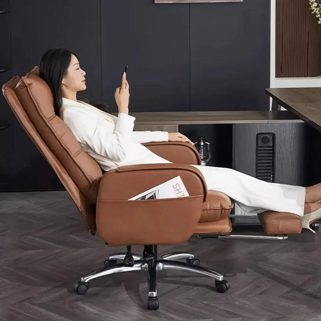Genuine Leather Swivel Office Chairs J47827