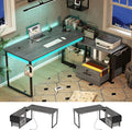 Reversible L Shaped Desk with LED Light & Power Outlet Y597