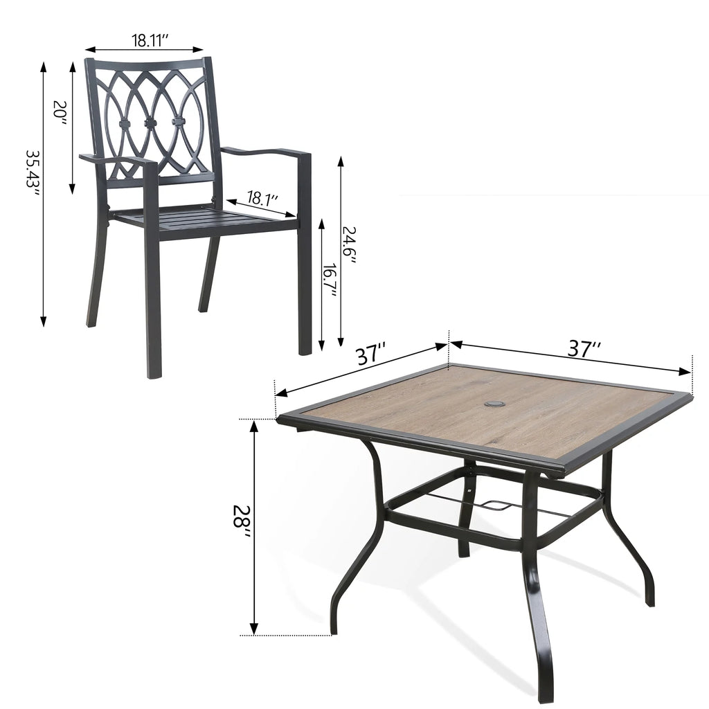 5 Pieces Outdoor Patio Dining Set with 4 Stackable Chairs O55200