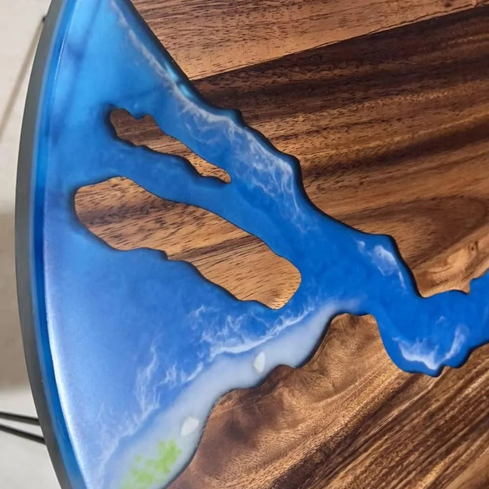 Round Teak Wood Resin Coffee Table E56318