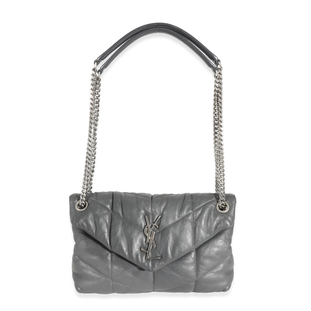 Grey Quilted Leather Small Puffer X18523